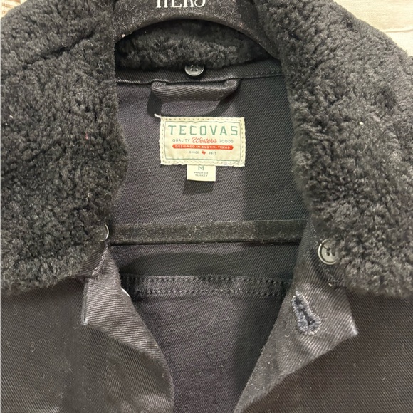 Tecovas Overnight Western Trucker Cotton Jacket Black Sheepskin Collar - Picture 2 of 5